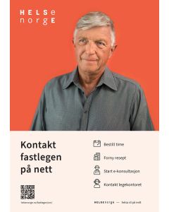 Kontakt fastlegen på nett (nynorsk), plakat A3