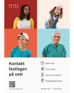 Kontakt fastlegen på nett (nynorsk), plakat A3